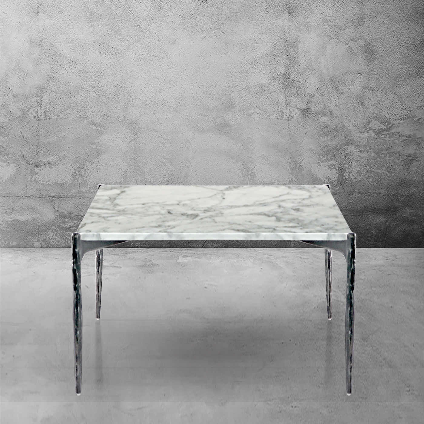 Hand-Forged Metal Rectangle Horn Marble Coffee Table 48"W