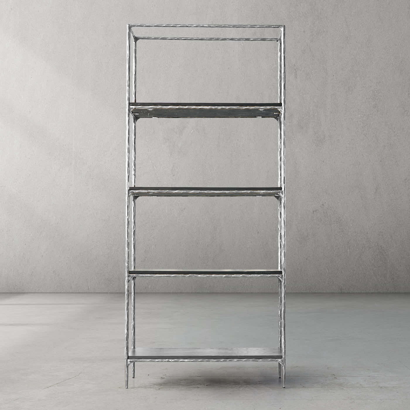 Hand-Forged Metal White Marble Shelving
