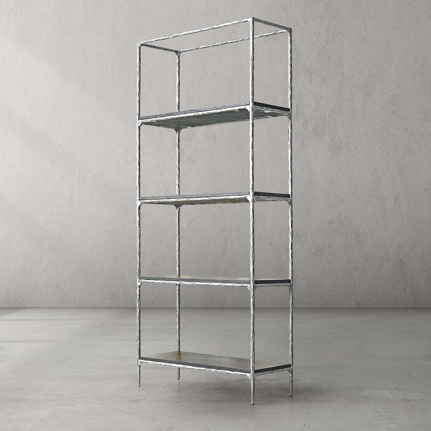 Hand-Forged Metal White Marble Shelving