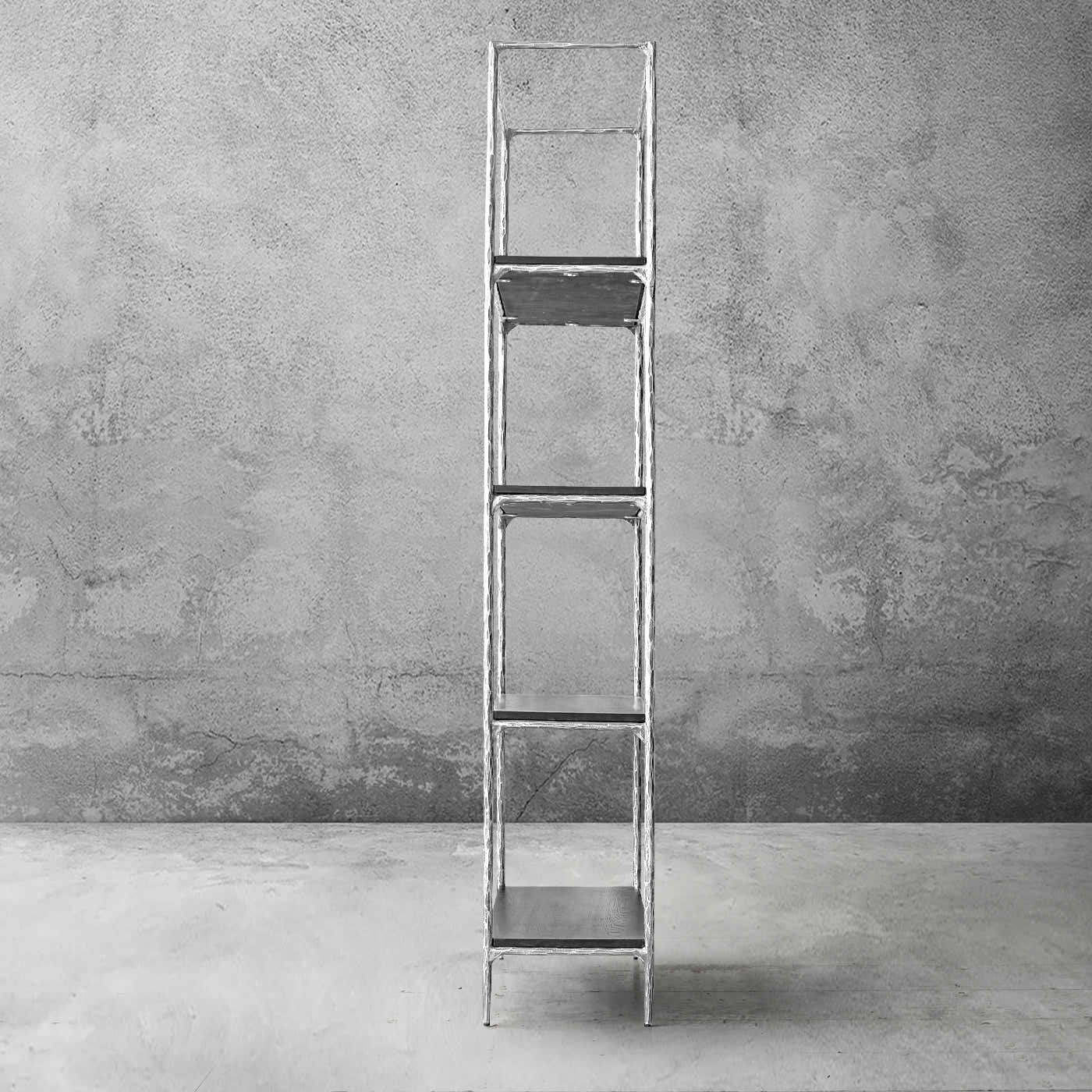 Hand-Forged Metal White Marble Shelving