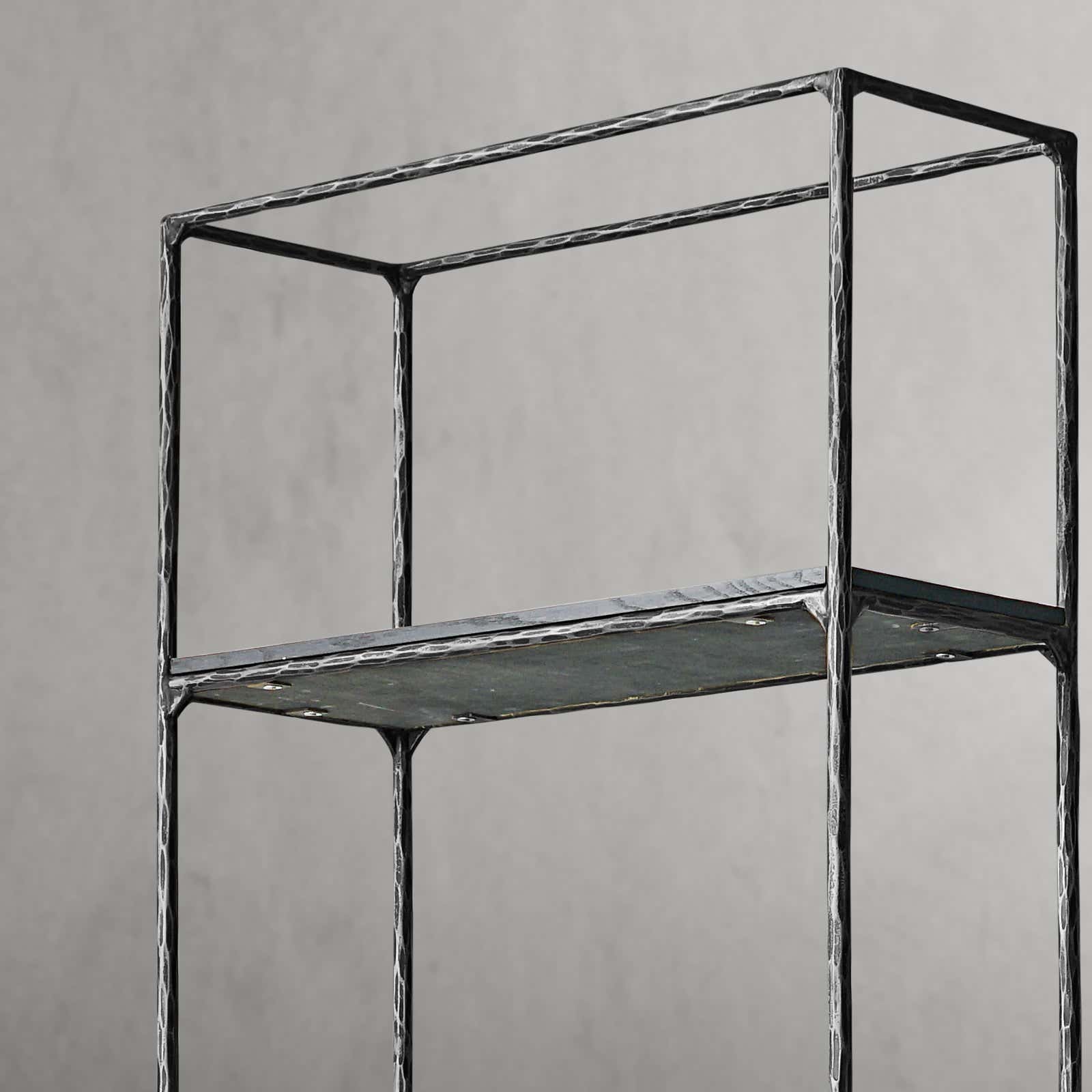 Hand-Forged Metal White Marble Shelving