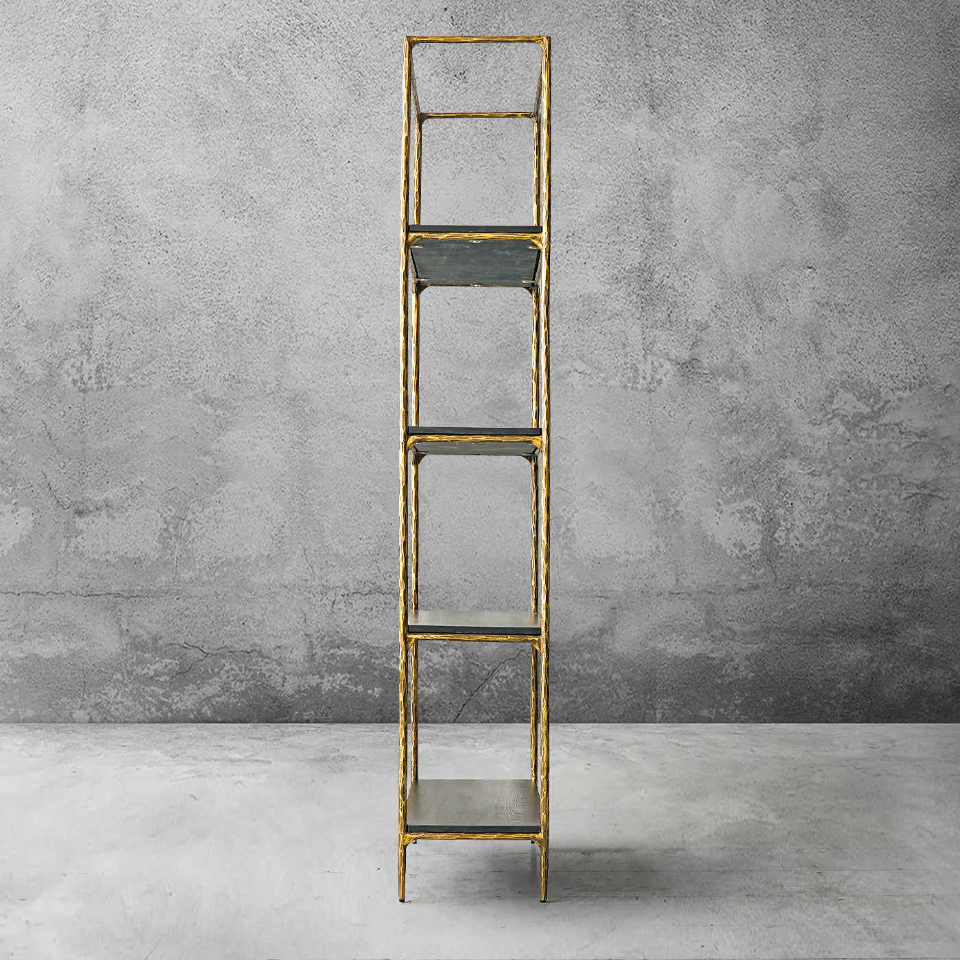 Hand-Forged Metal White Marble Shelving