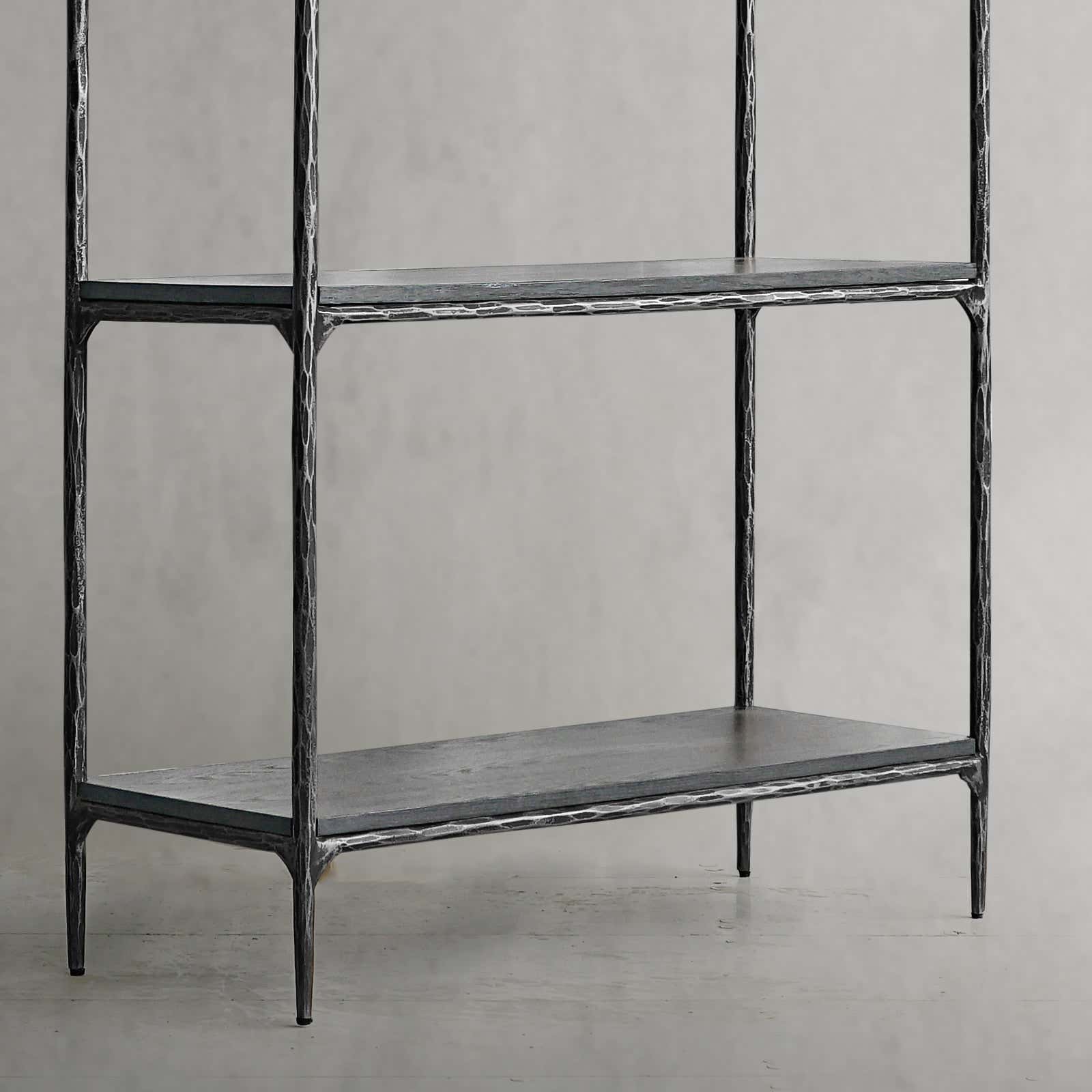 Hand-Forged Metal White Marble Shelving