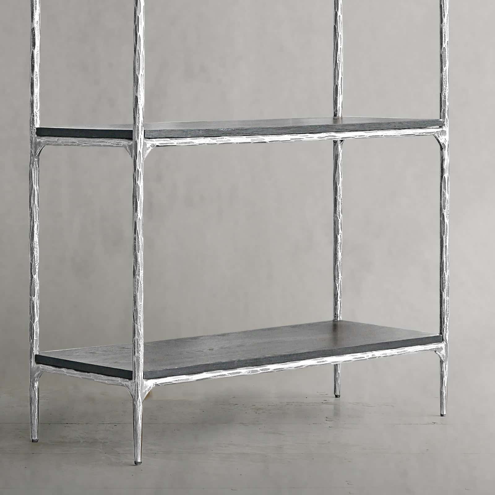 Hand-Forged Metal White Marble Shelving