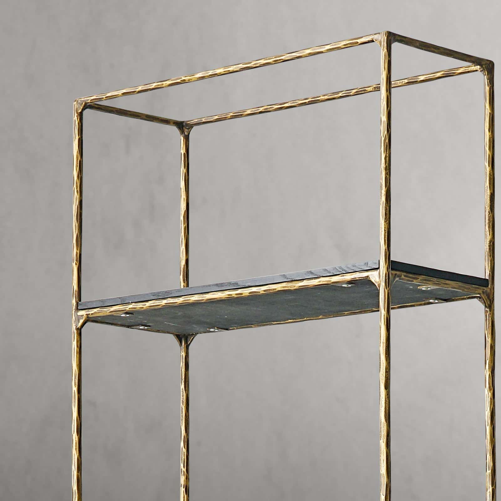 Hand-Forged Metal White Marble Shelving