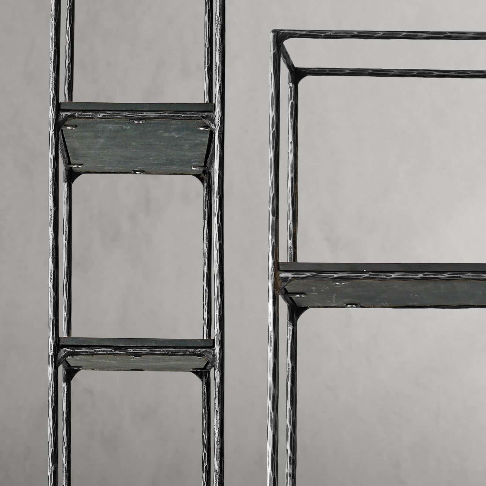 Hand-Forged Metal White Marble Shelving