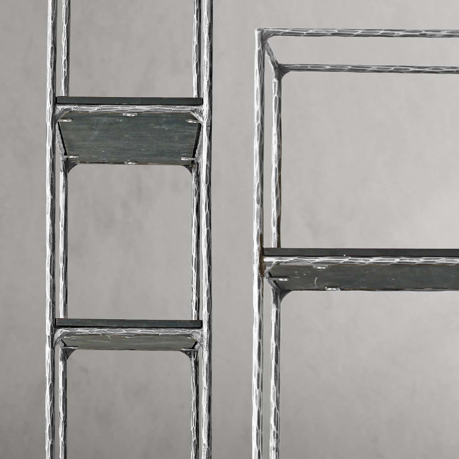 Hand-Forged Metal White Marble Shelving