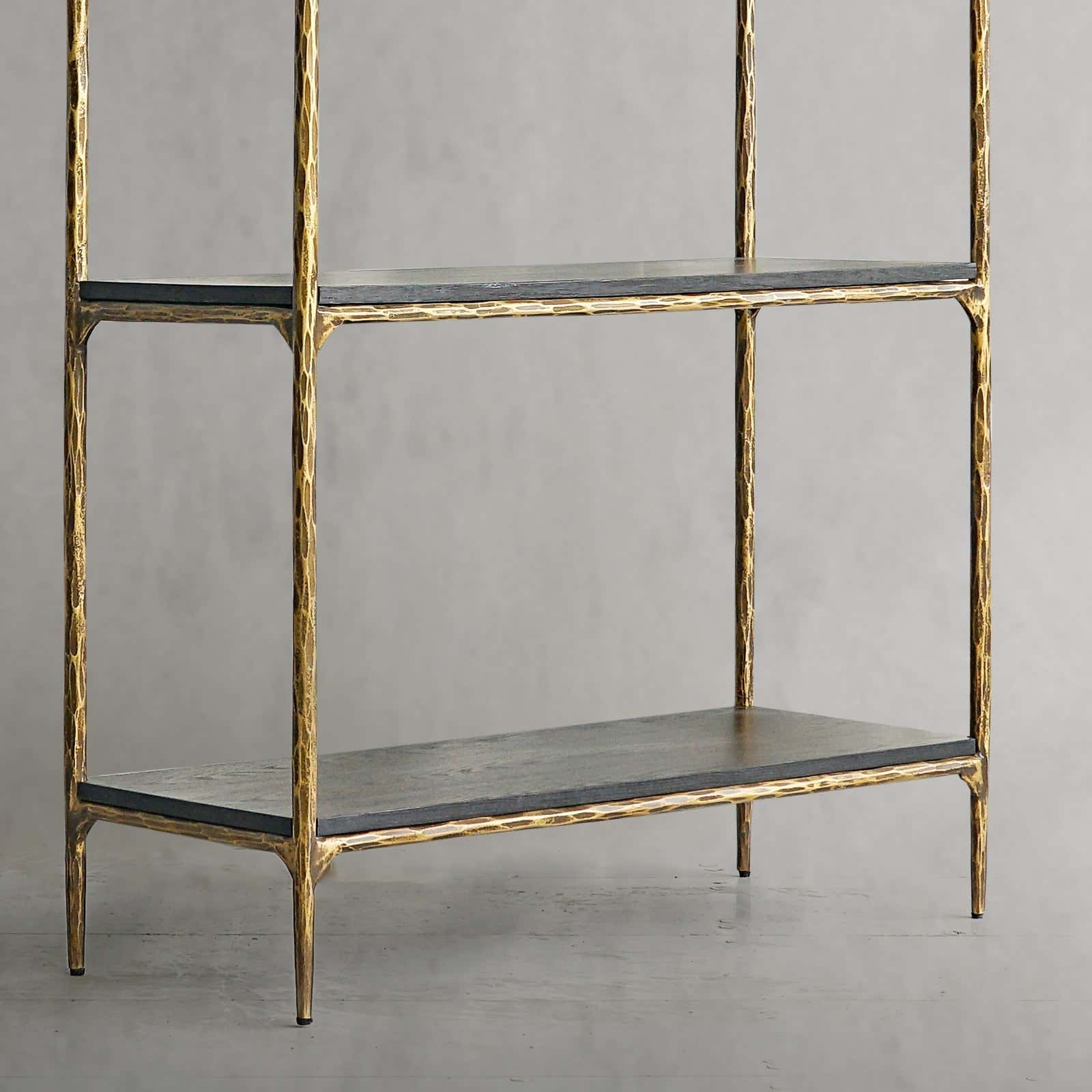 Hand-Forged Metal White Marble Shelving