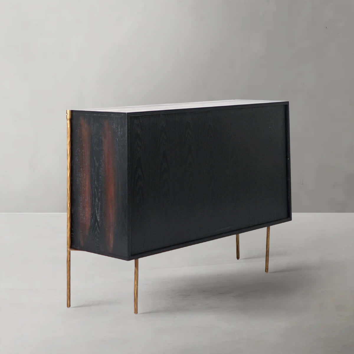 Hand-Forged Metal Metal Frame Rattan 6-Drawer Side Cabinet