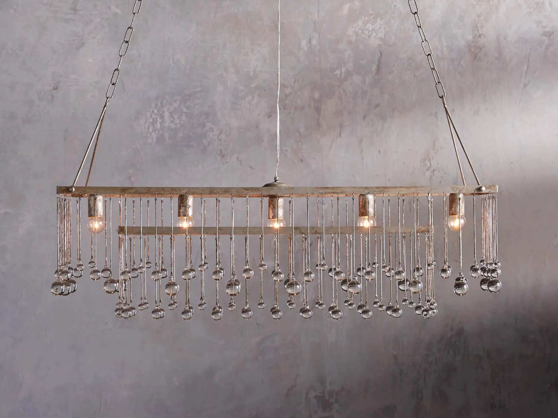 Aubrey Crystal Ball  Rectangular Chandelier 47'' 60''