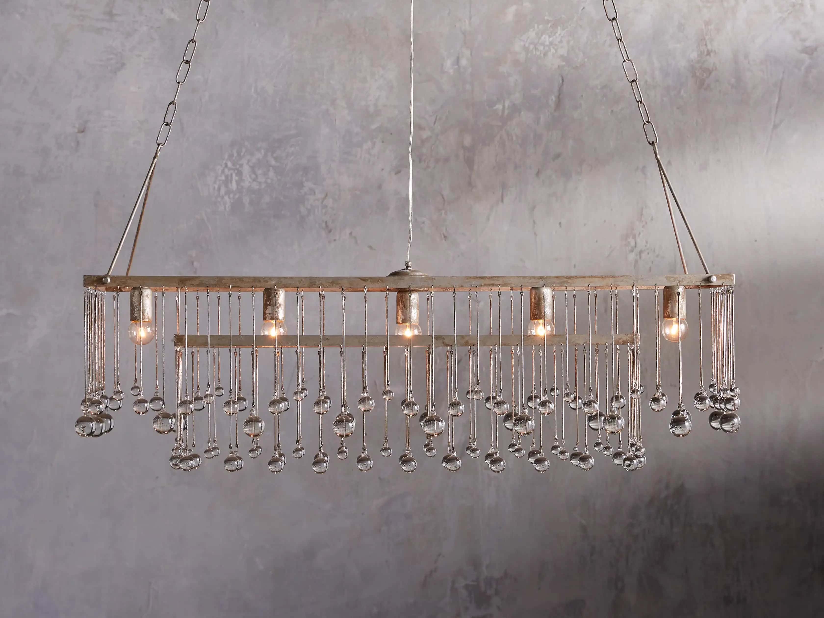 Aubrey Crystal Ball  Rectangular Chandelier 47'' 60''