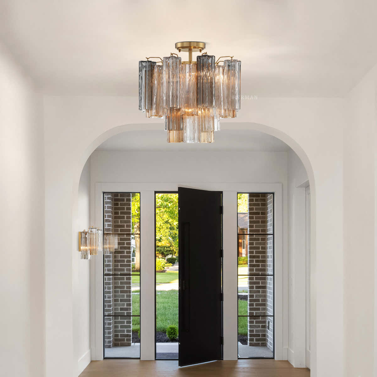 Addis Murano Glass Semi-Flush Ceiling Mount 17''W