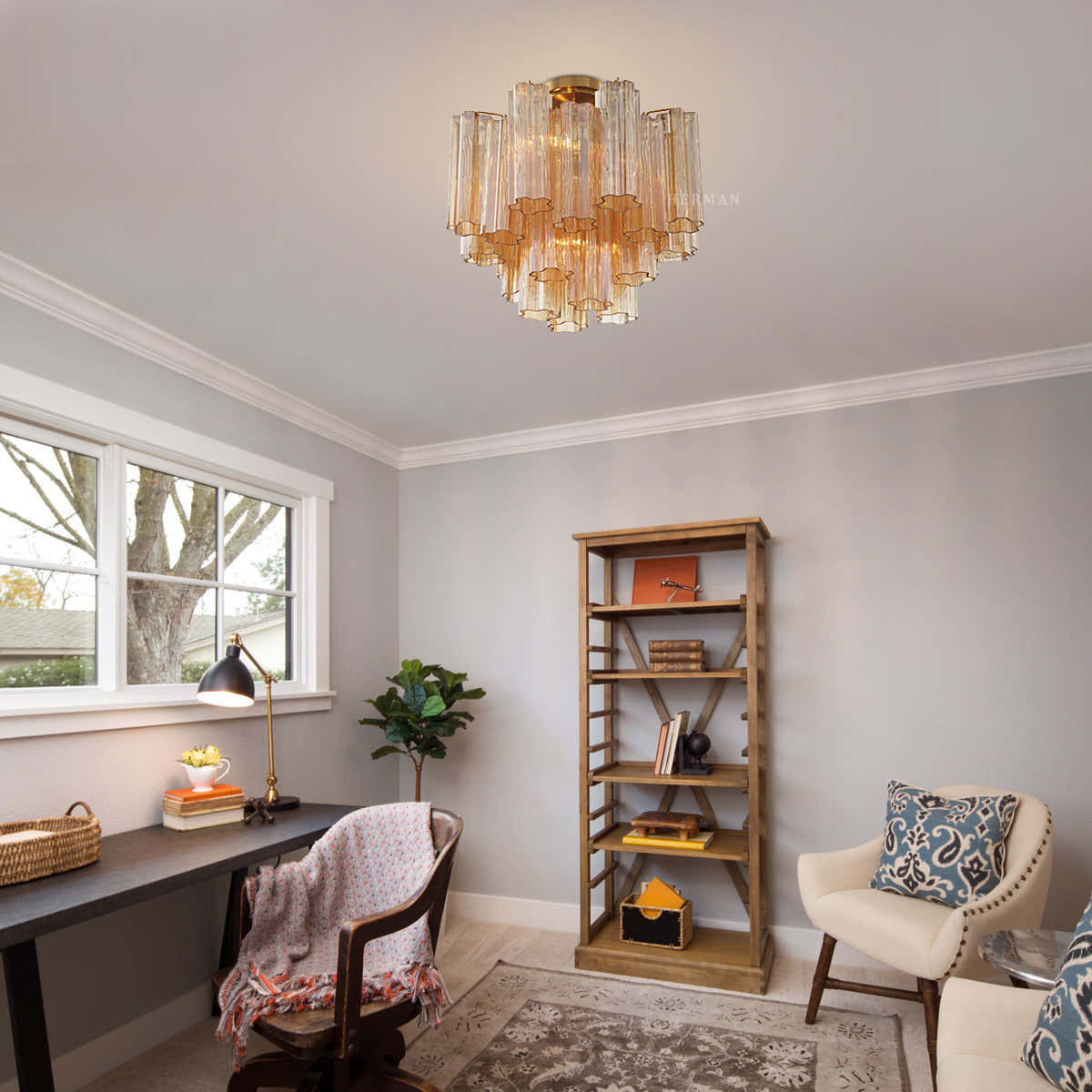 Addis Murano Glass Semi-Flush Ceiling Mount 17''W