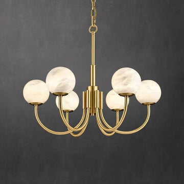 Alabaster Brass Chandelier 25.6" 31.5"