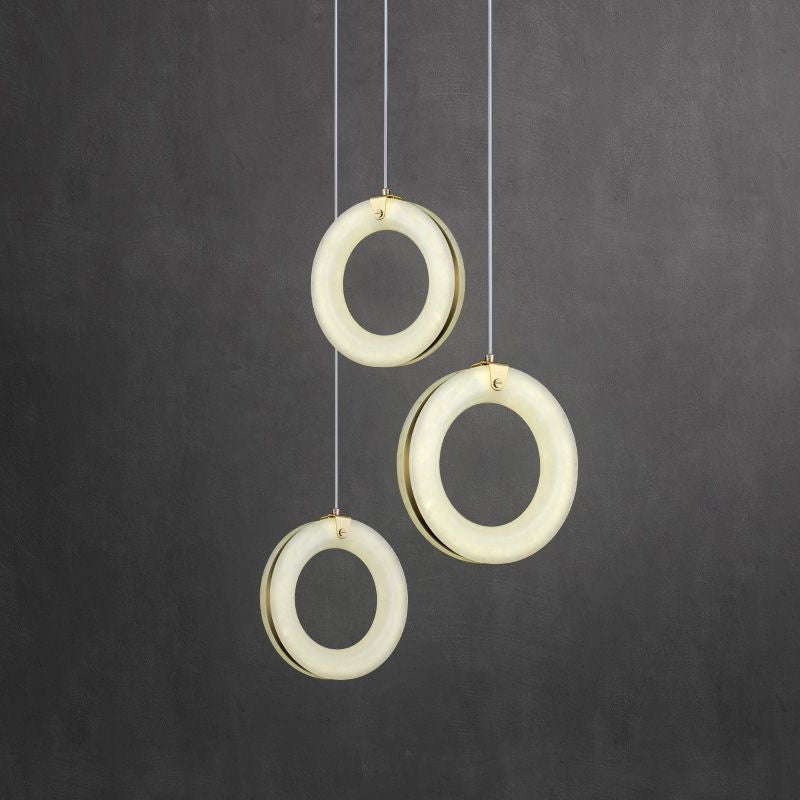 Alabaster Toroid Staircase Chandelier