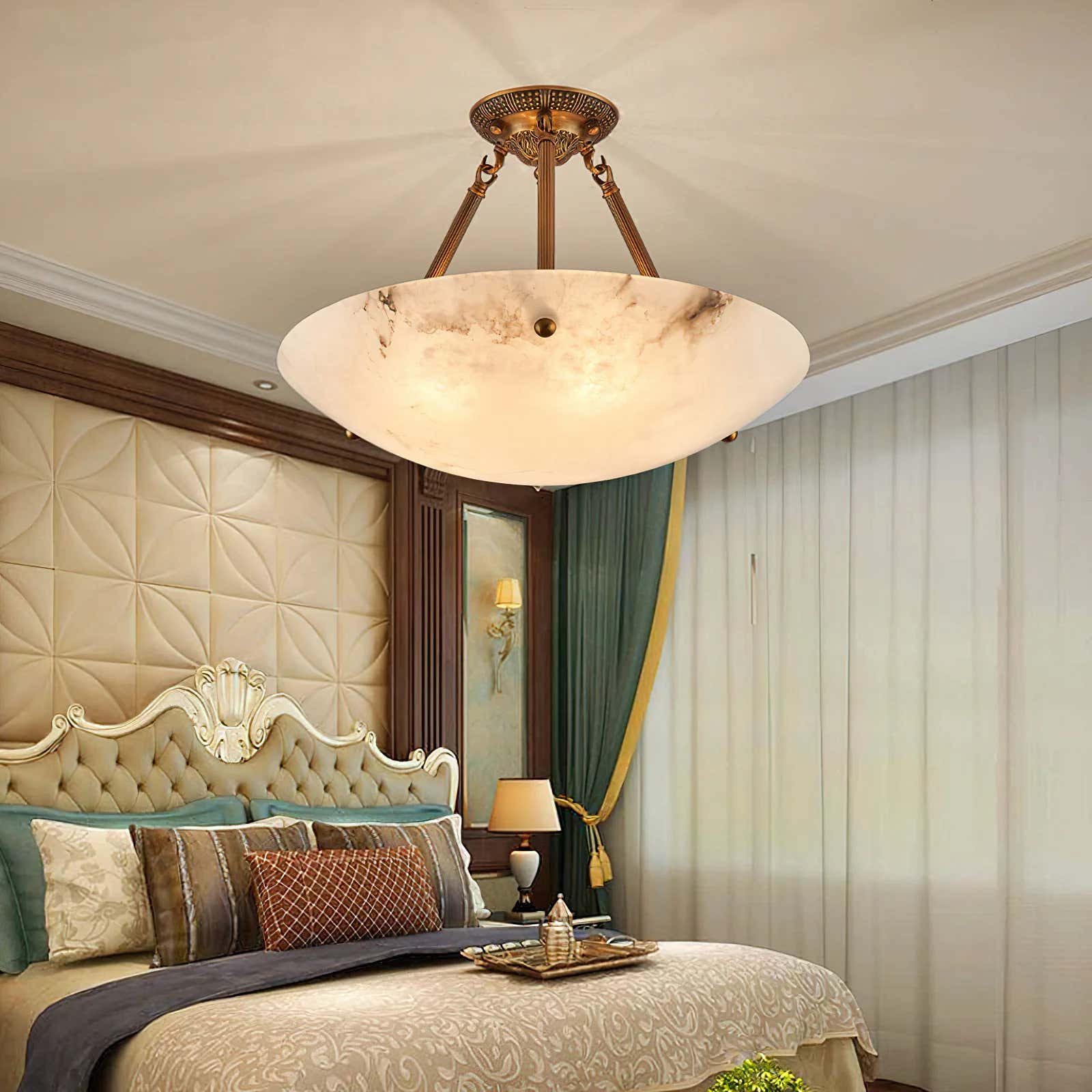 Vintage Round Alabaster Ceiling Lamps