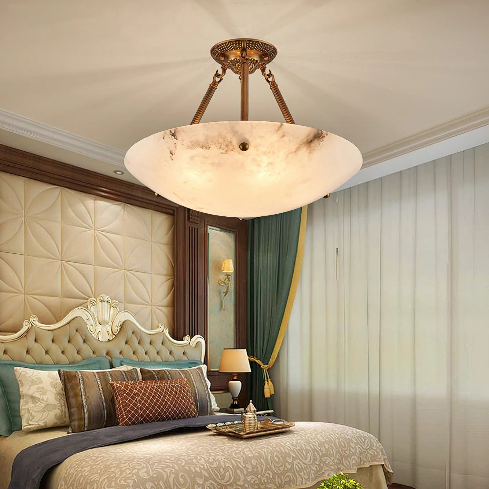 Vintage Round Alabaster Ceiling Lamps