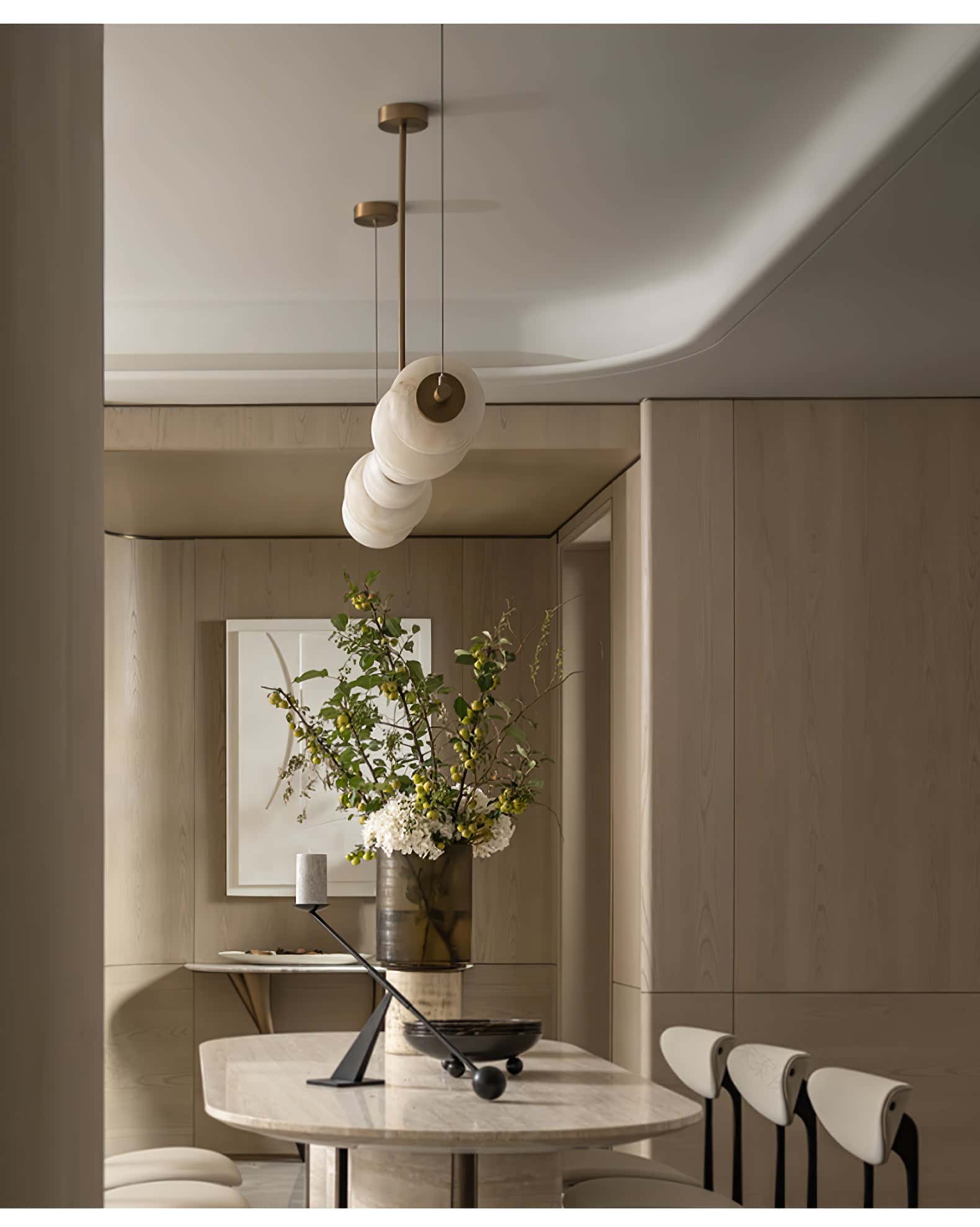 Alabaster Pebble Linear Chandelier