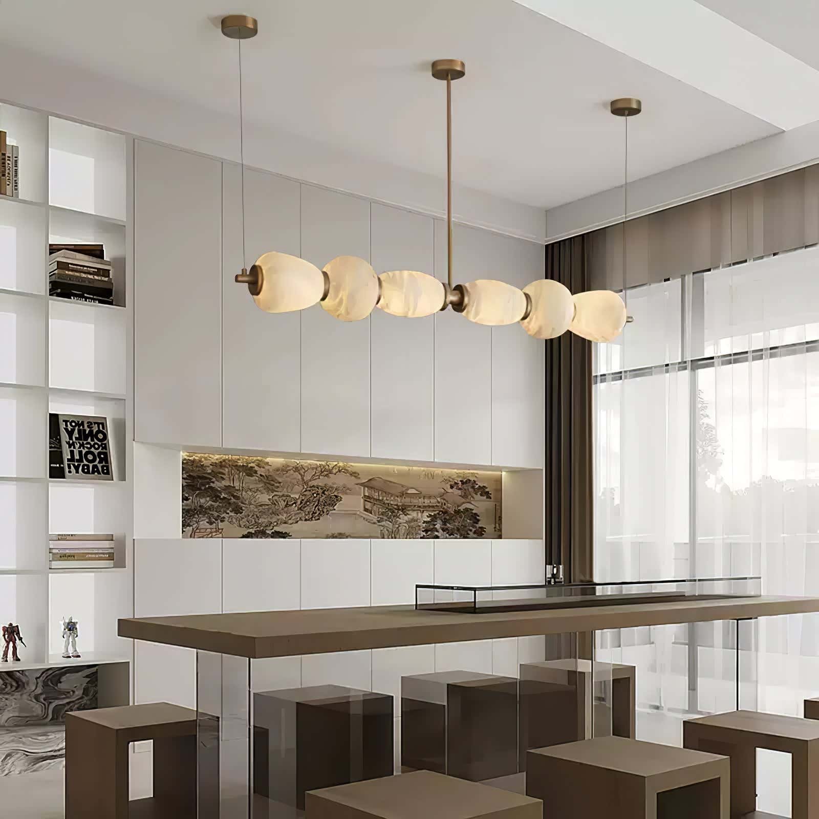 Alabaster Pebble Linear Chandelier