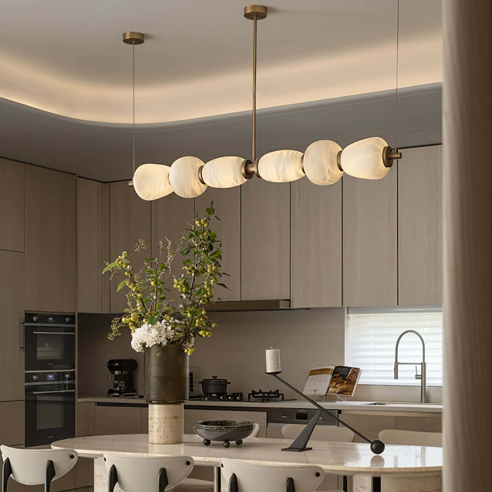 Alabaster Pebble Linear Chandelier