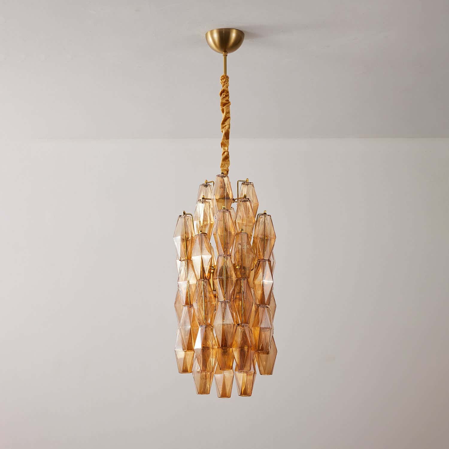 Amber Prism Long Chandelier