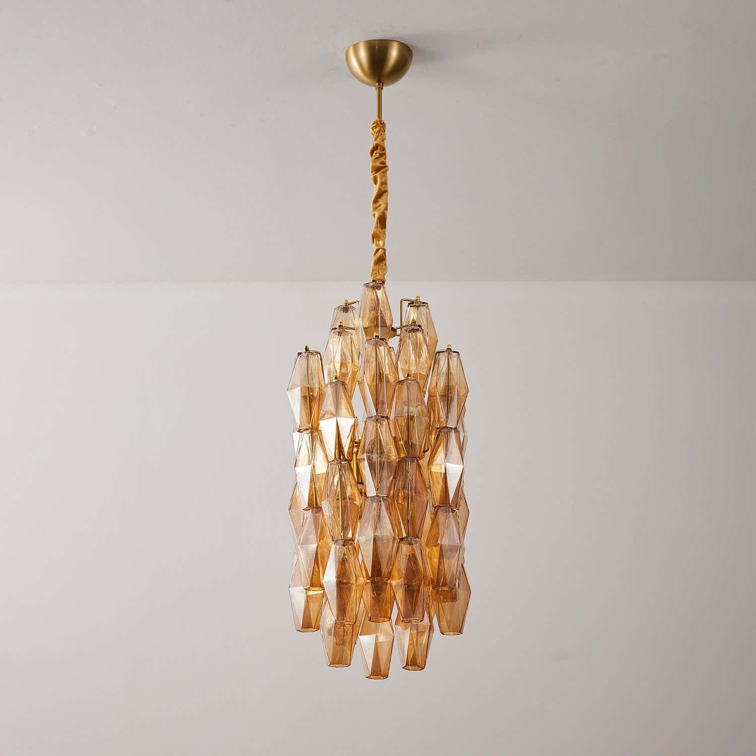Amber Prism Long Chandelier
