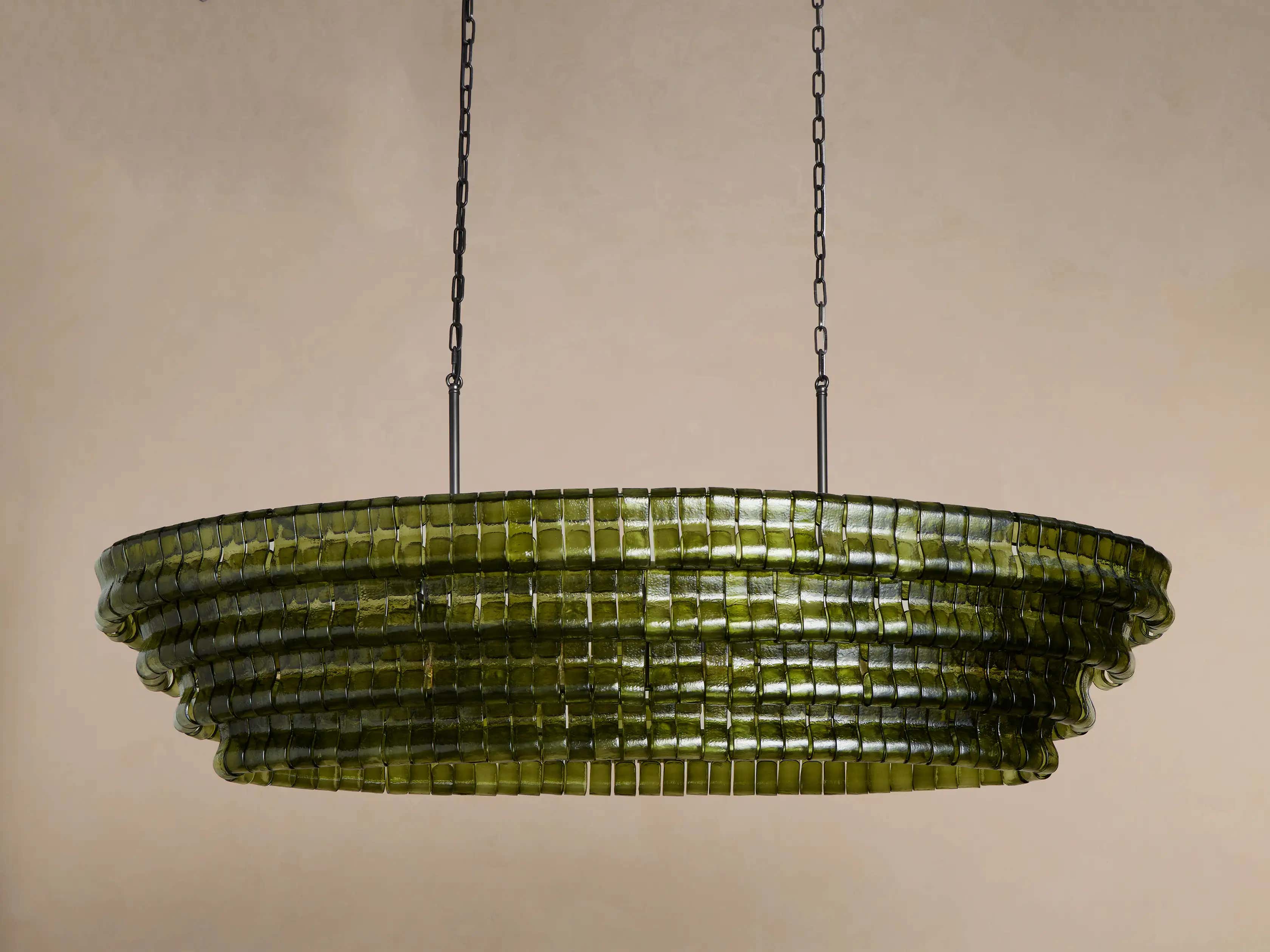 Amor Ghiaccio Glass Oval Chandelier 54"W/65"W