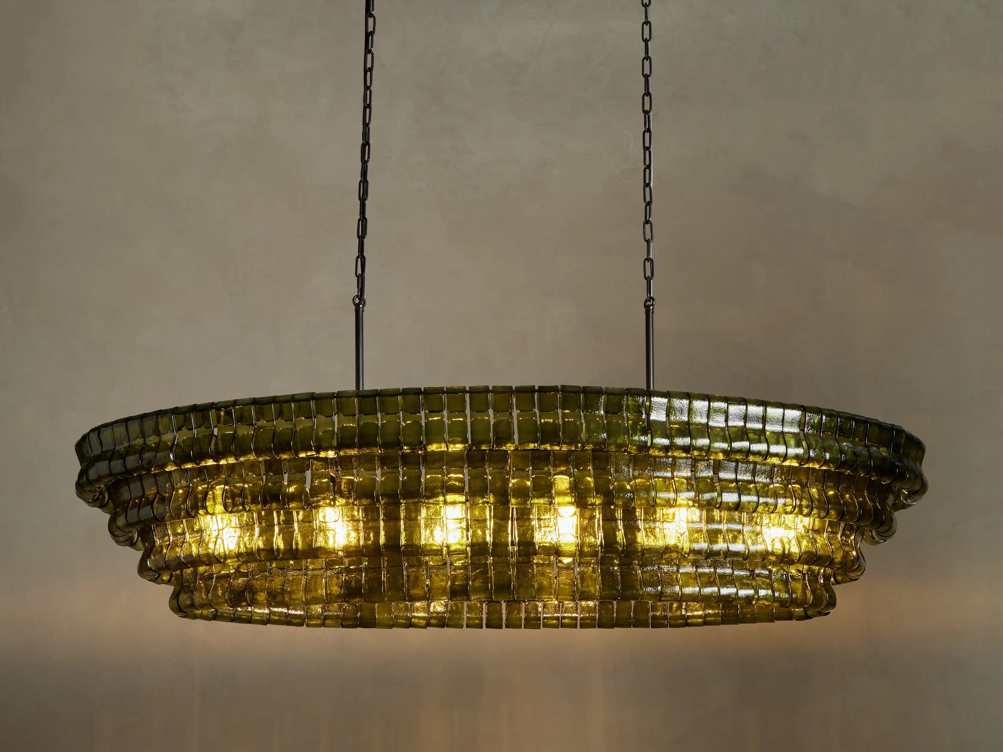 Amor Ghiaccio Glass Oval Chandelier 54"W/65"W