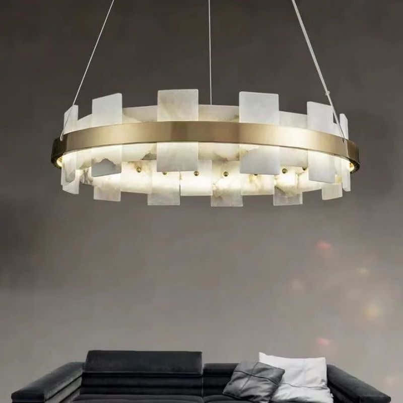Alabaster Flakes Round/Oval Chandelier