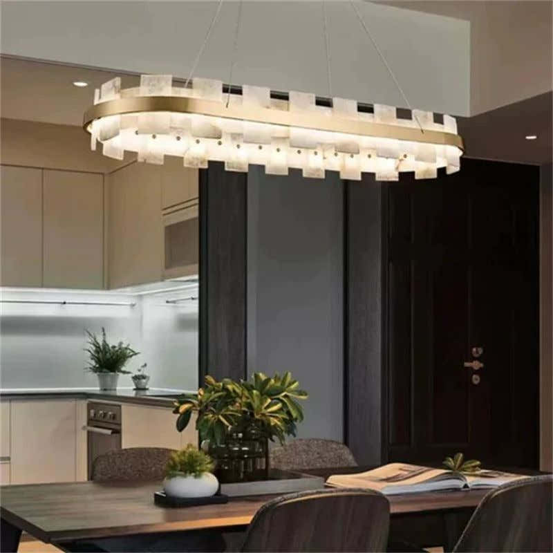 Alabaster Flakes Round/Oval Chandelier