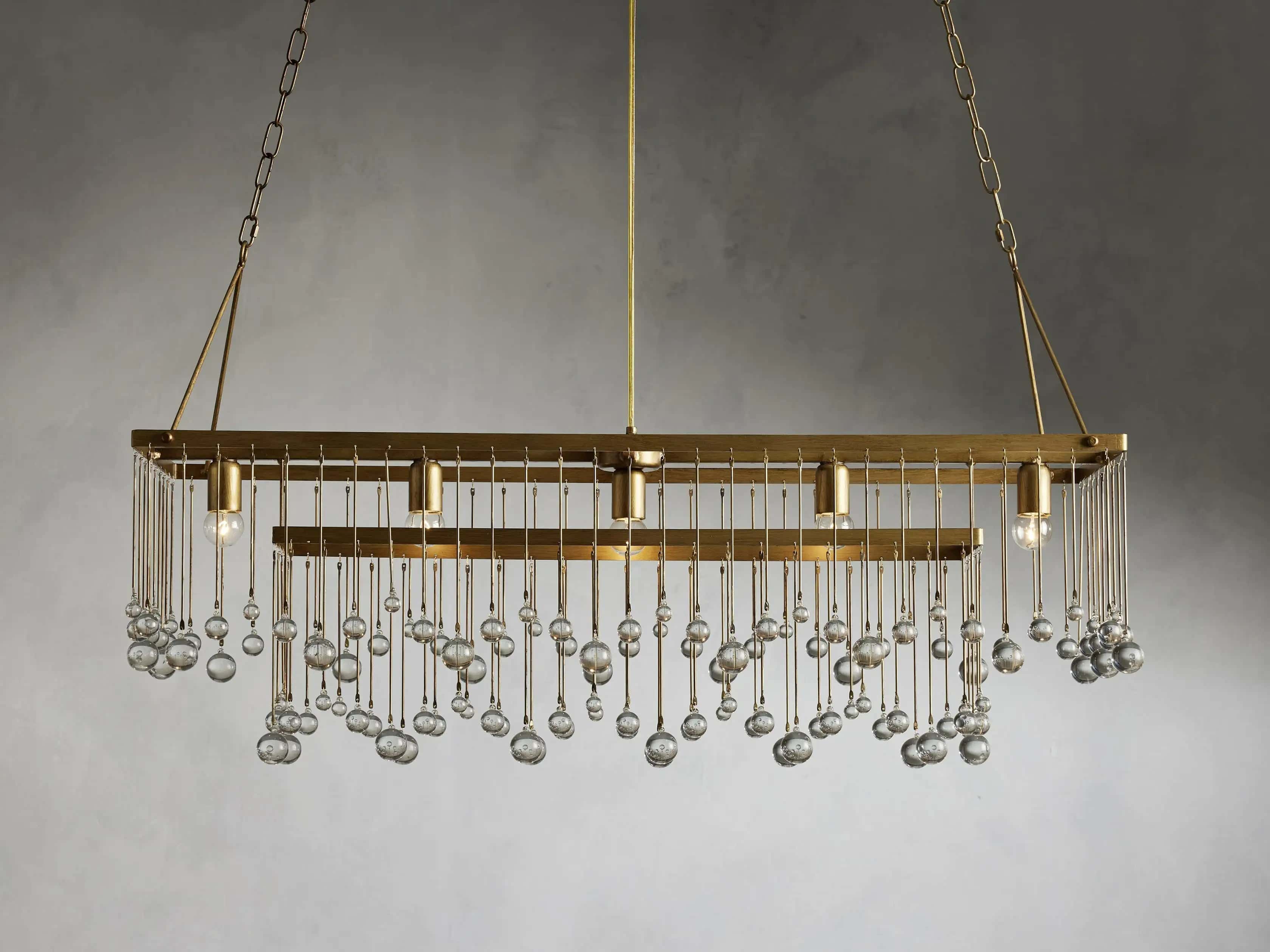 Aubrey Crystal Ball  Rectangular Chandelier 47'' 60''