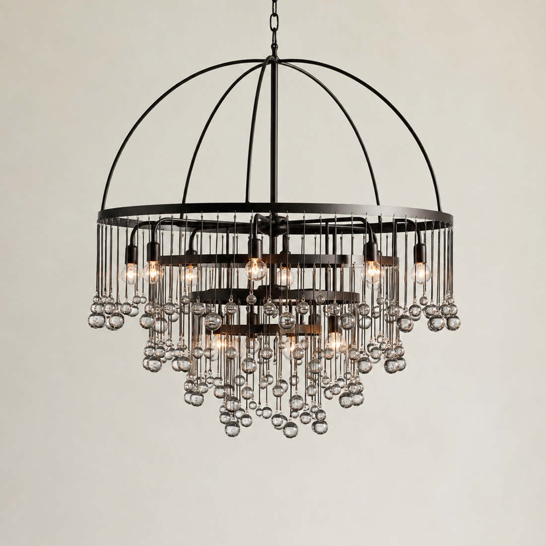 Aubrey Modern Crystal Ball 4 Tier Chandelier 37"