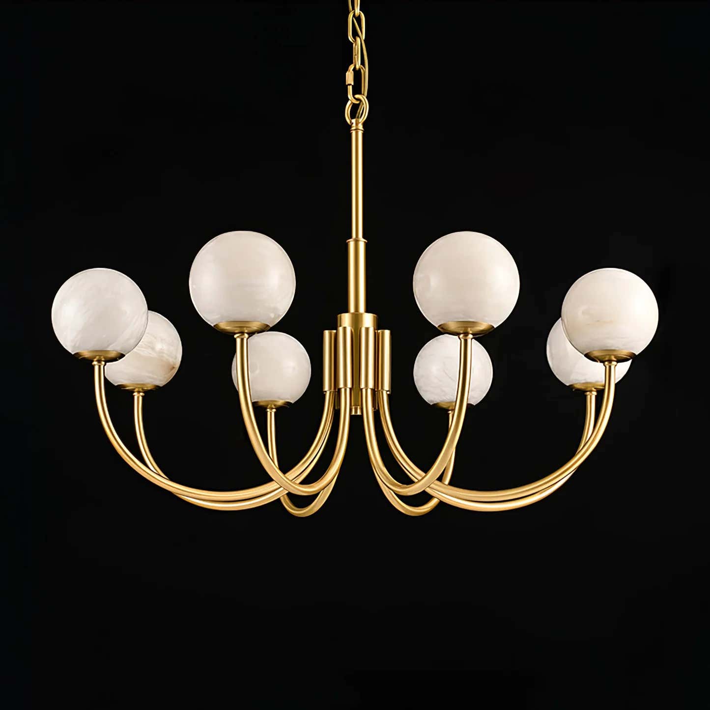 Alabaster Brass Chandelier 25.6" 31.5"
