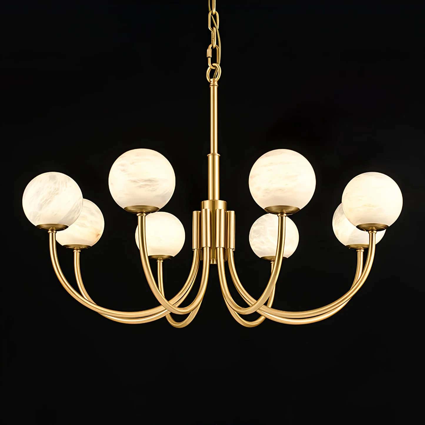 Alabaster Brass Chandelier 25.6" 31.5"