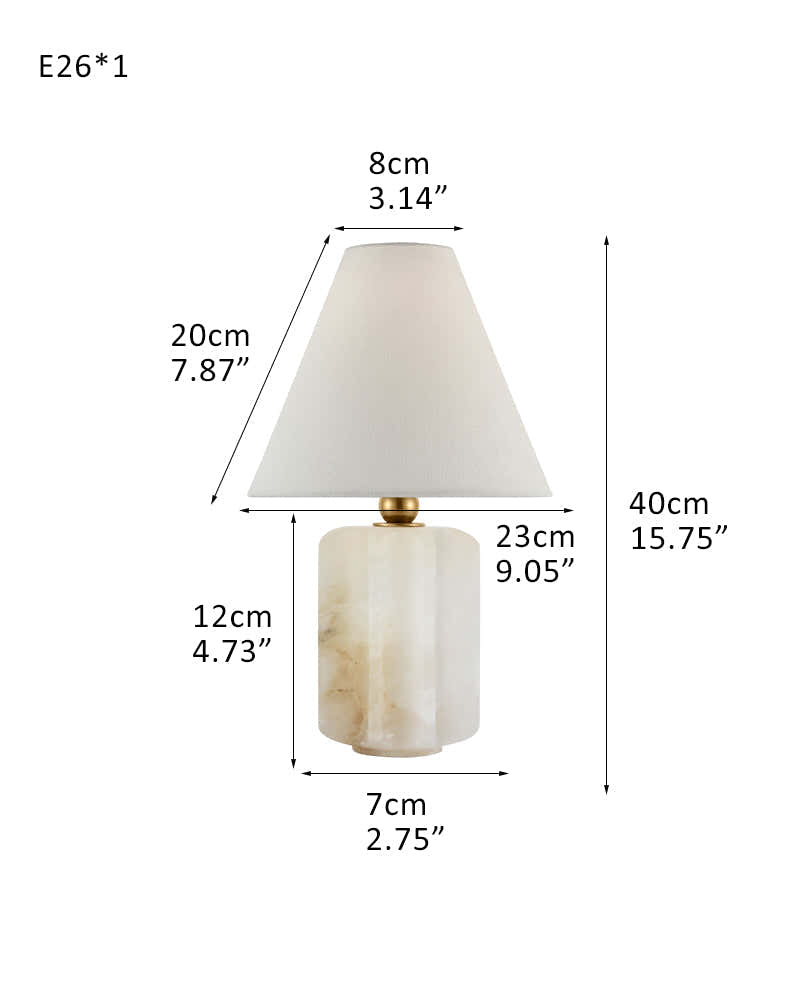 Art Design Arteriors Everly Alabaster Table Lamp Wide 15" with White Linen Fabric Lampshade