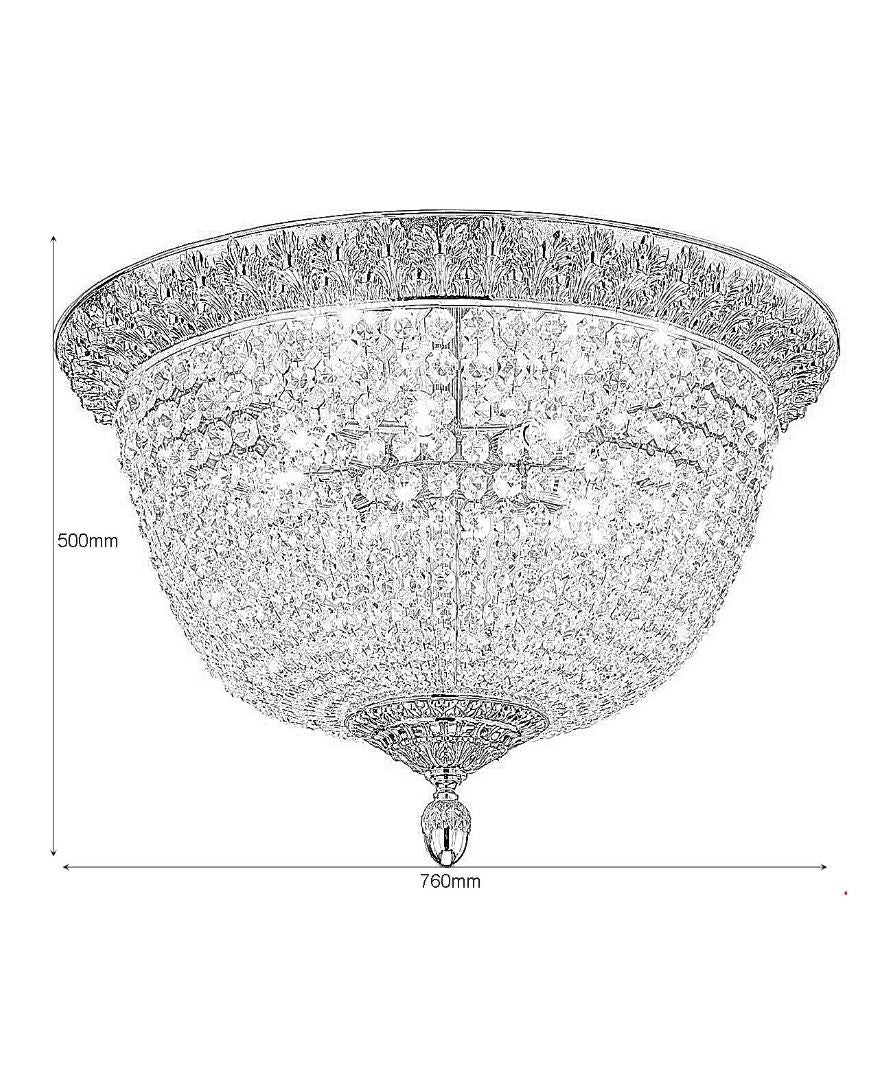 Balmoral Flush Crystal Glass Chandelier CL4000PRG - (Multiply Finishes) - Christopher Hyde