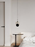 Black Paint Iron Disc Marble Pendant Lamp