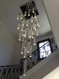 Light Luxury Glacier Bubble Crystsal Chandelier in Gold/Chrome/Black Finish for Staircase/Foyer