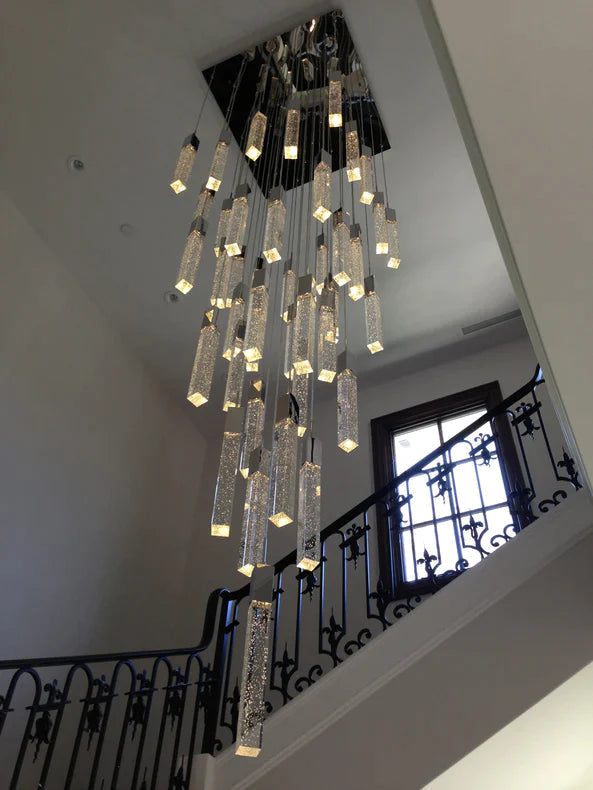 Light Luxury Glacier Bubble Crystsal Chandelier in Gold/Chrome/Black Finish for Staircase/Foyer