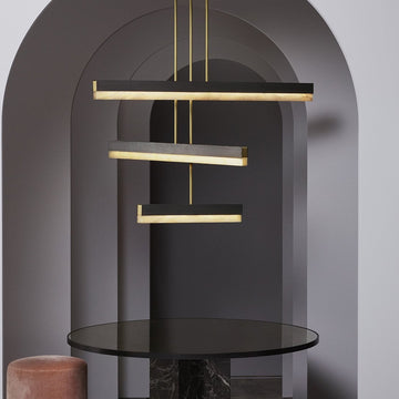 Artes Collective Pendant - Alabaster, Bronze & Satin Brass