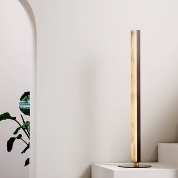 Artes Floor Light - Alabaster, Satin Brass & Bronze