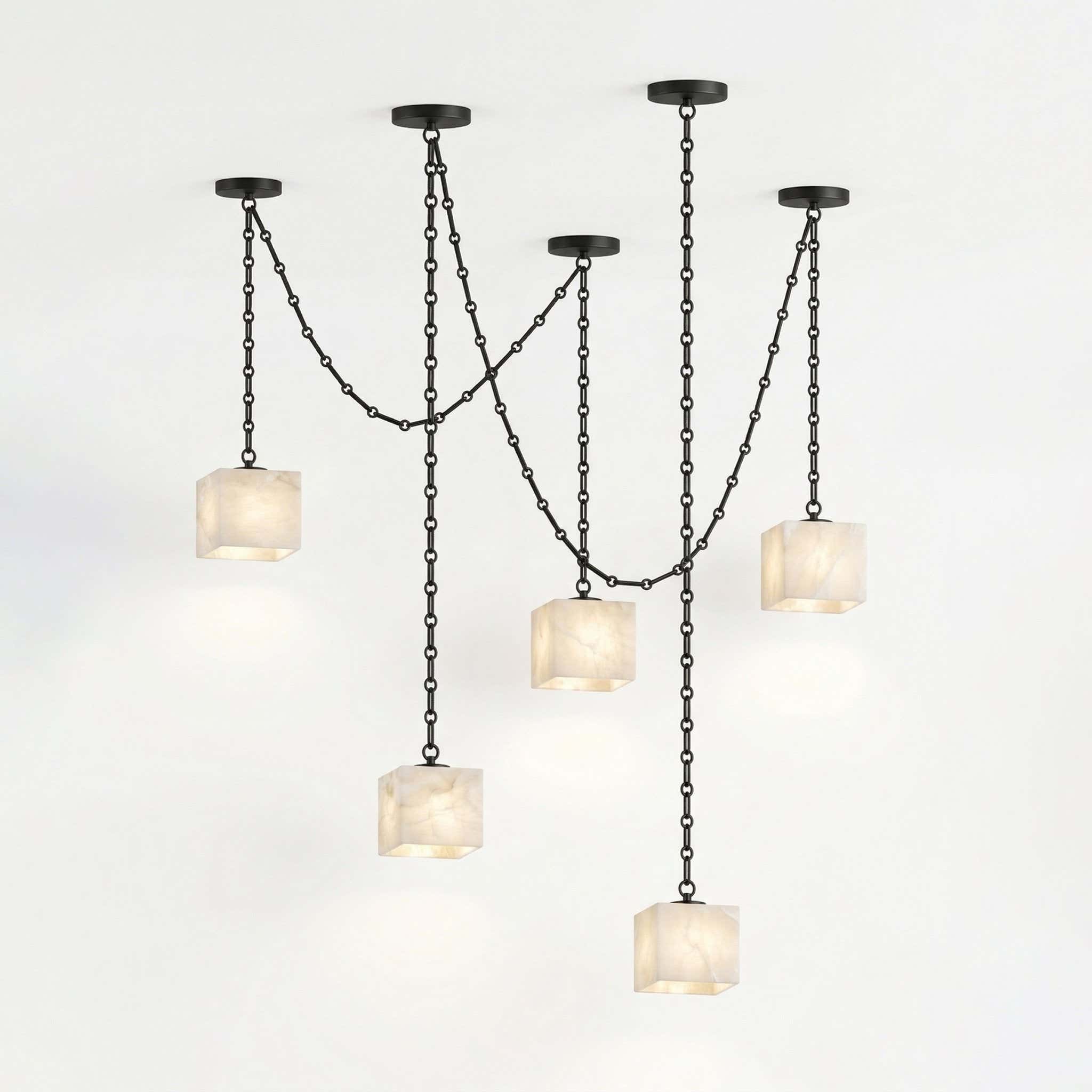 Cascade Chain Cube Chandelier