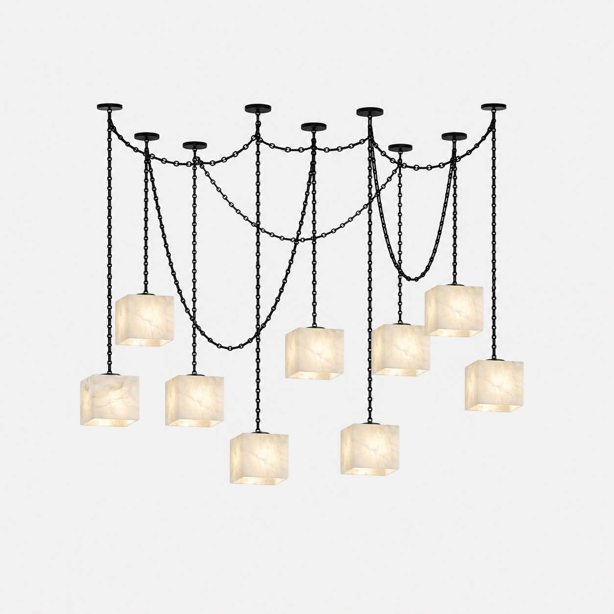 Cascade Chain Cube Chandelier