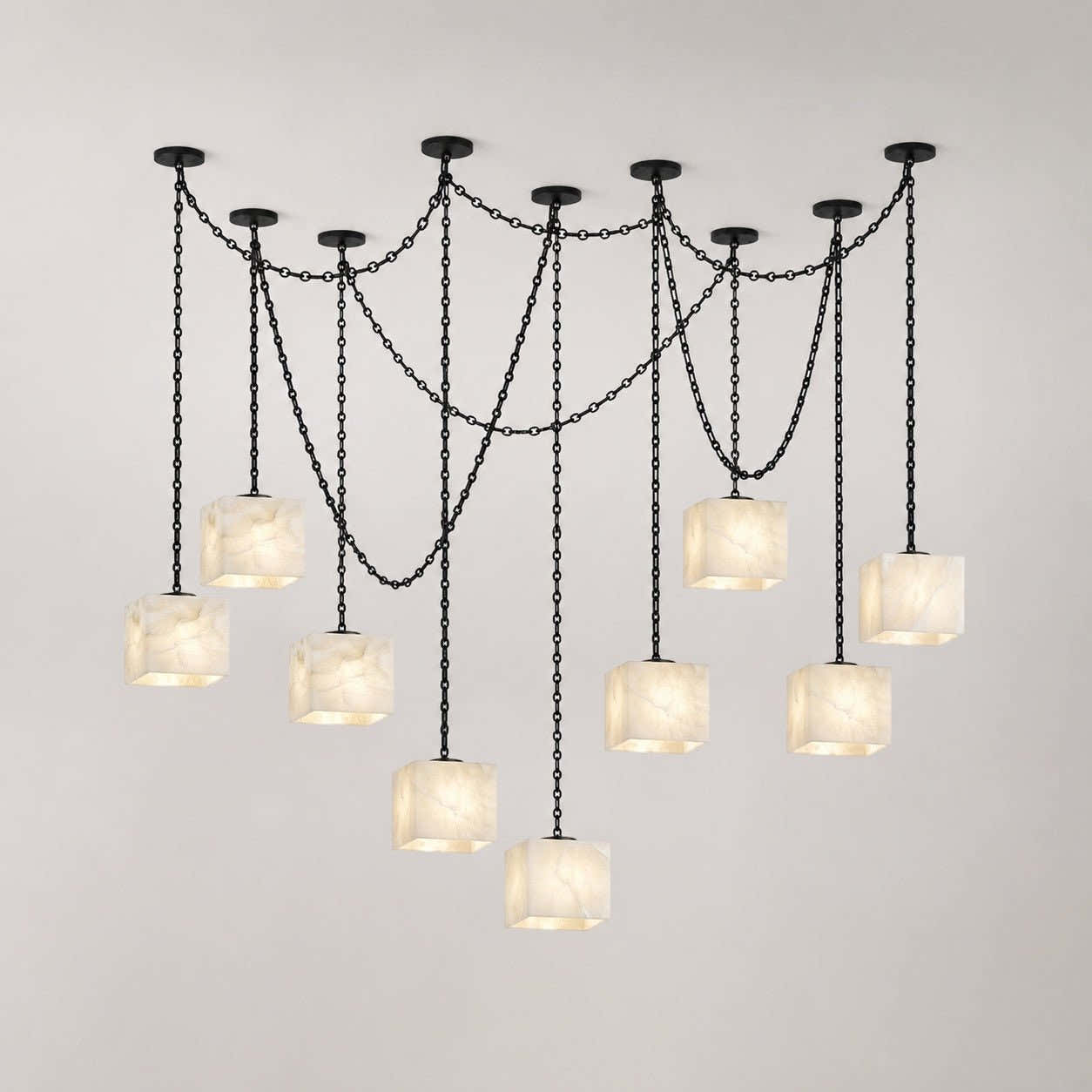 Cascade Chain Cube Chandelier