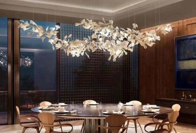 Ceramic Ginkgo Branch Chandelier D