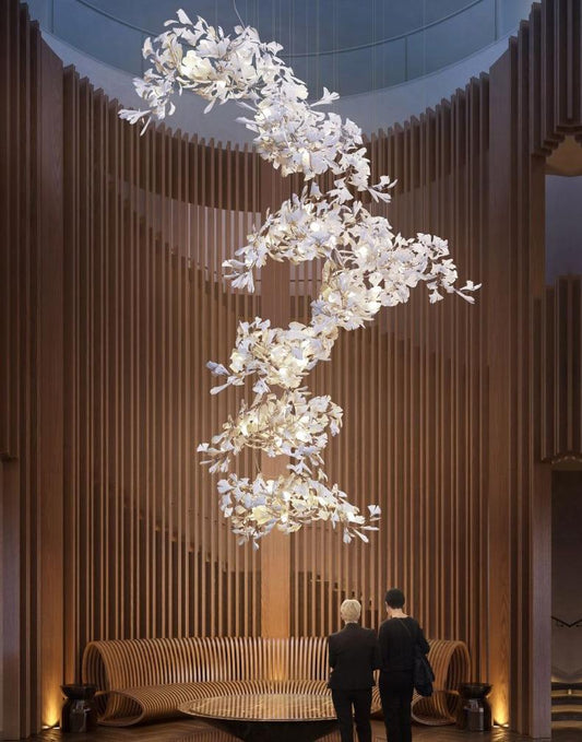 Ceramic Ginkgo Branch Chandelier D