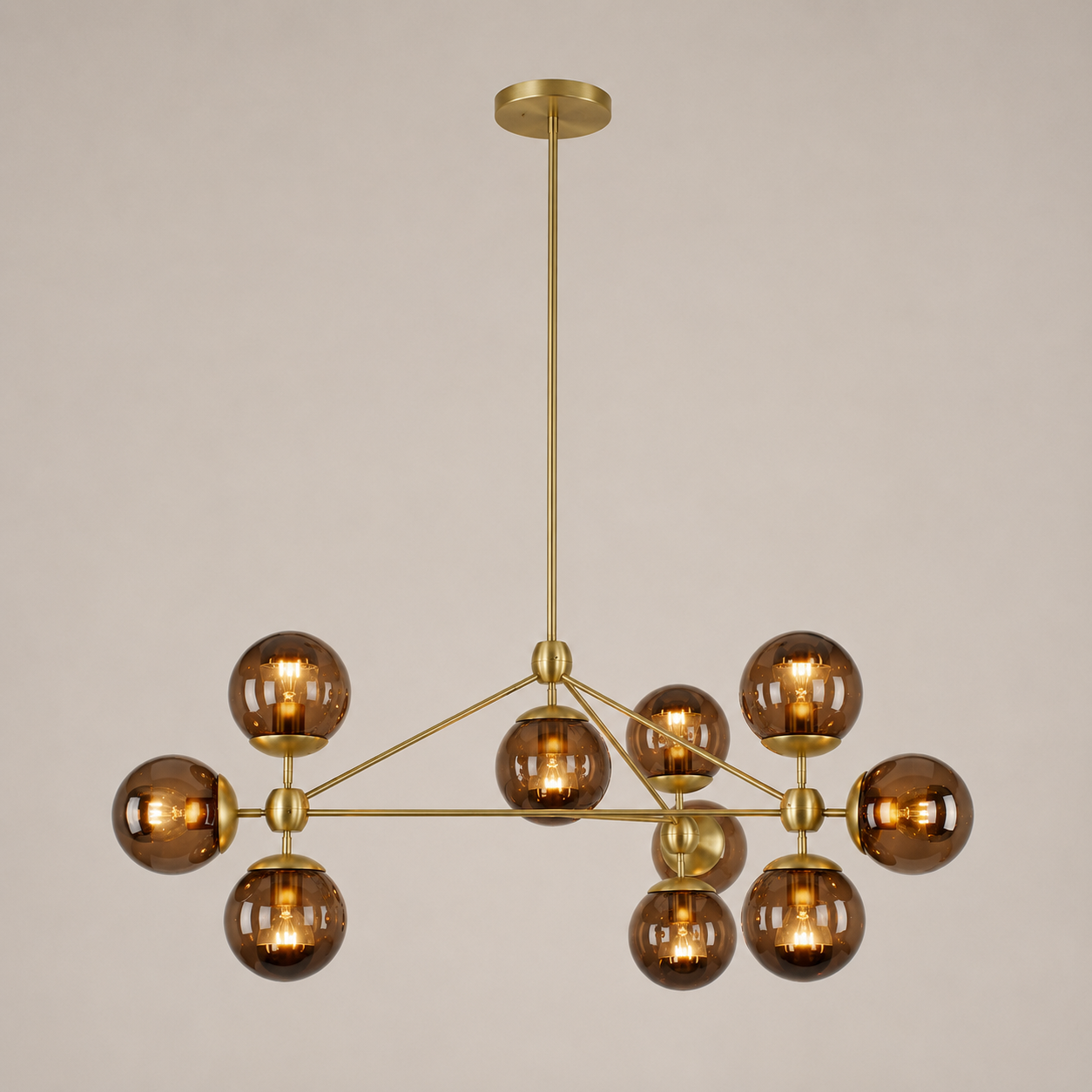 Modo Chandelier 37" - 3 Sided, 10 Globes