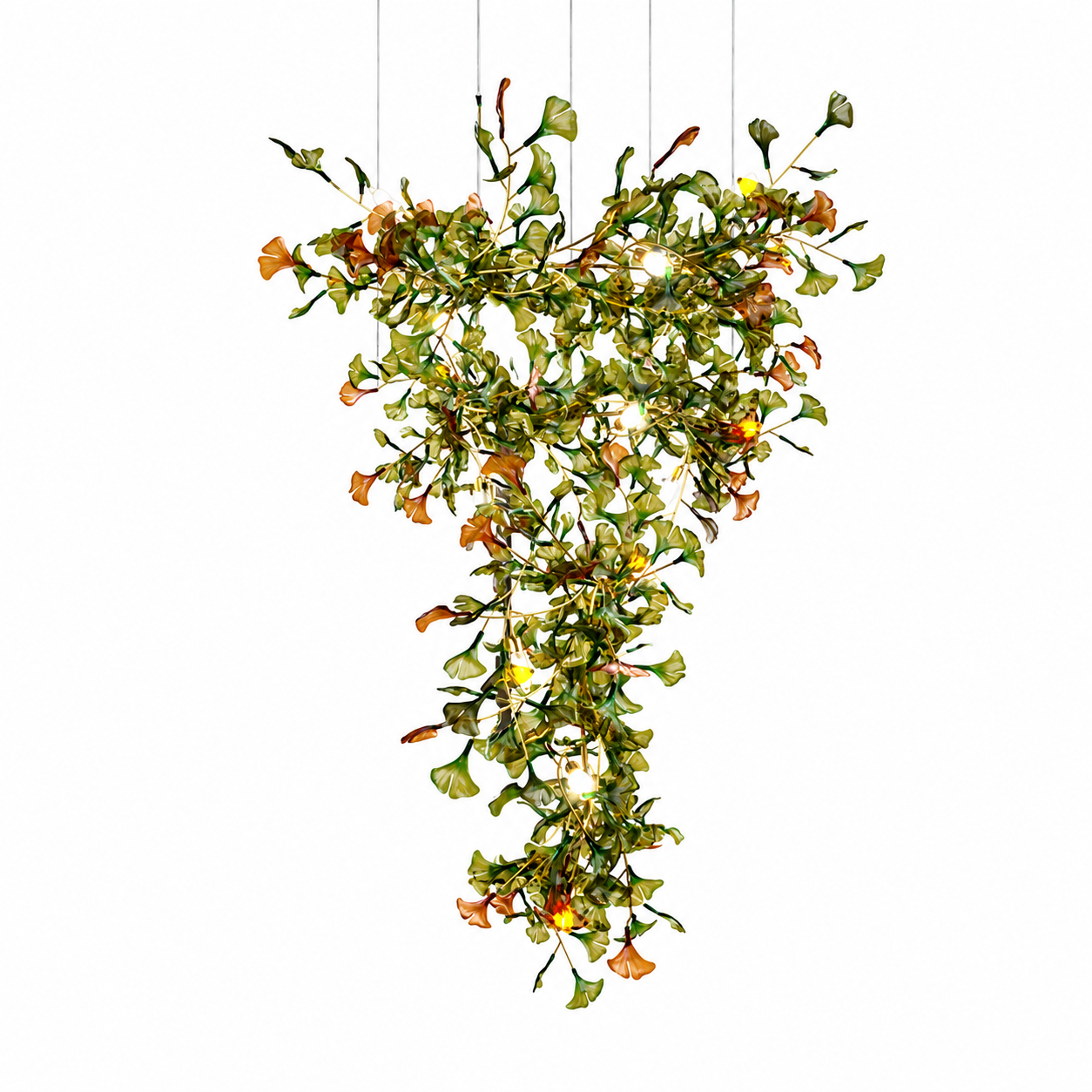 Green/Brown Ginkgo Leaf Restaurant chandelier