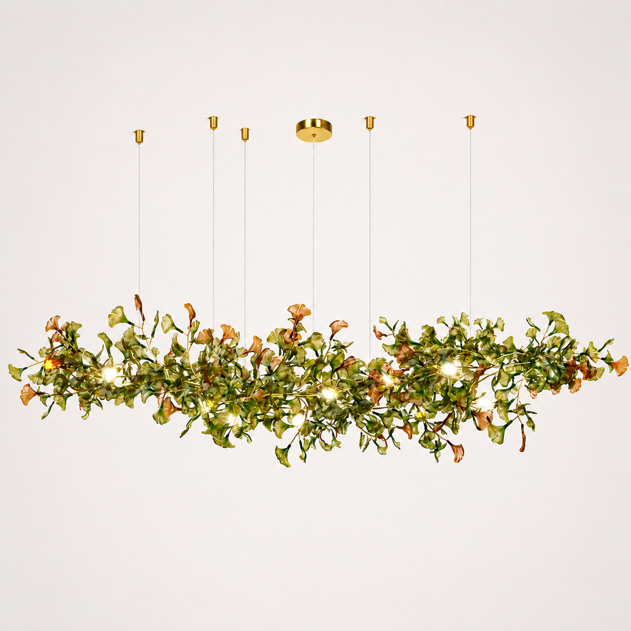 Green/Brown Ginkgo Chandelier Style D