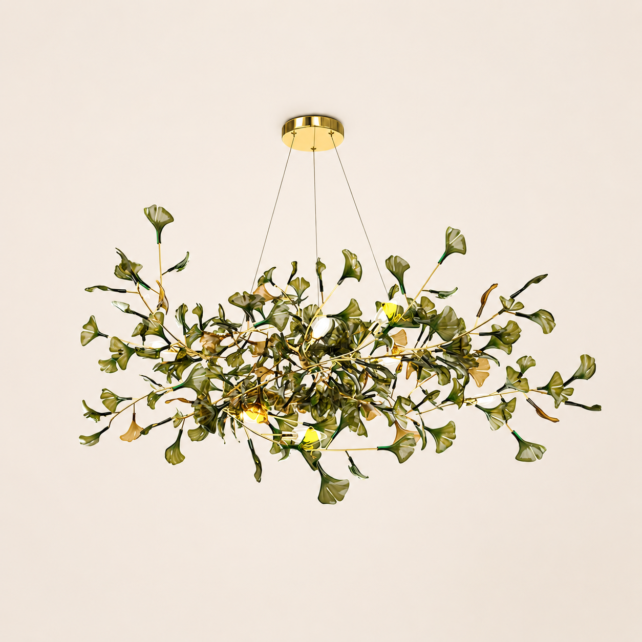 Green/Brown Ginkgo Chandelier Style A